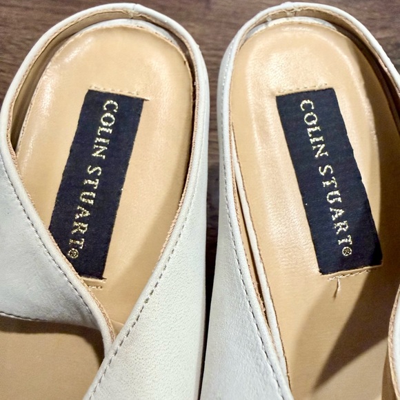 Colin Stuart Ivory Leather Slingback Heels Size 9 - Picture 5 of 7